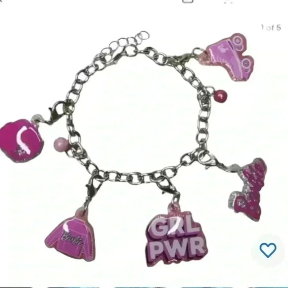 Barbie Charm Bracelet ~ The Barbie Movie ~ Grl Power 5 Charms - Picture 3 of 3